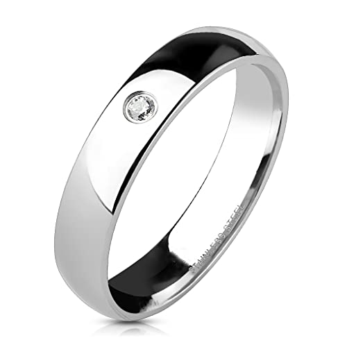 Stainless Steel Cubic Zirconia Wedding Band Ring for Women