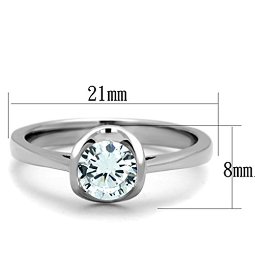 Stainless Steel Round Cut Cubic Zirconia Engagement Ring for Women
