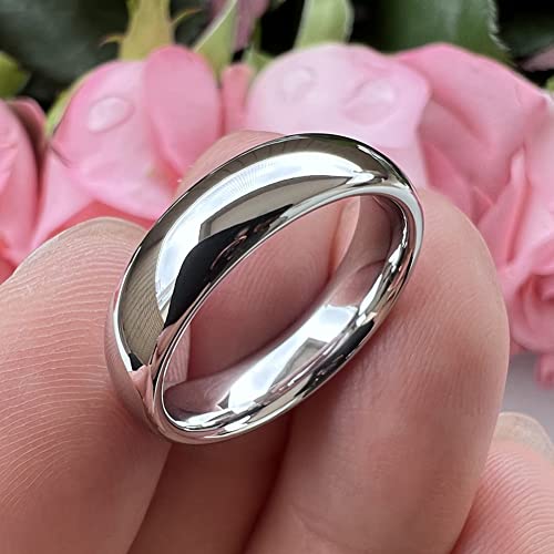 8mm Domed Polished White Tungsten Engagement Ring for Men and Women
