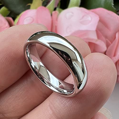 8mm Domed Polished White Tungsten Engagement Ring for Men and Women