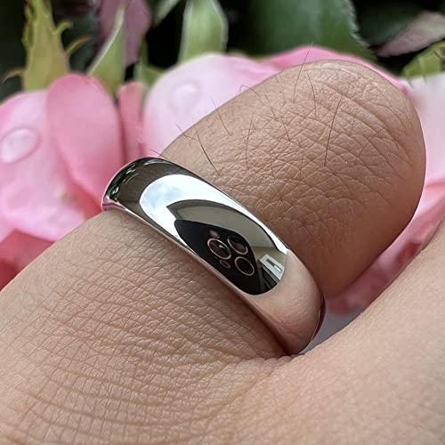8mm Domed Polished White Tungsten Engagement Ring for Men and Women