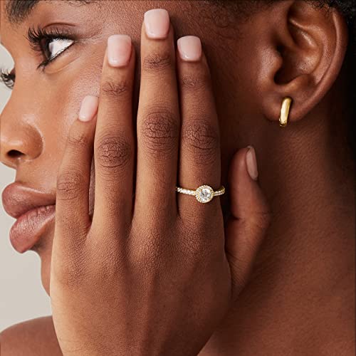 14K Gold Plated Heart & Square Round Promise Rings for Women